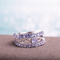 Miadora Sterling Silver Tanzanite And 1 10Ct Tdw Diamond 3 Piece Stackable Ring Set G H I2 I3