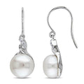 Miadora Sterling Silver White Pearl And Diamond Accent Earrings 10.5 11 Mm