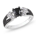 Miadora Sterling Silver With Black Rhodium 1Ct Tdw Black And White Diamond Split Shank Engagement Ring G H I2 I3