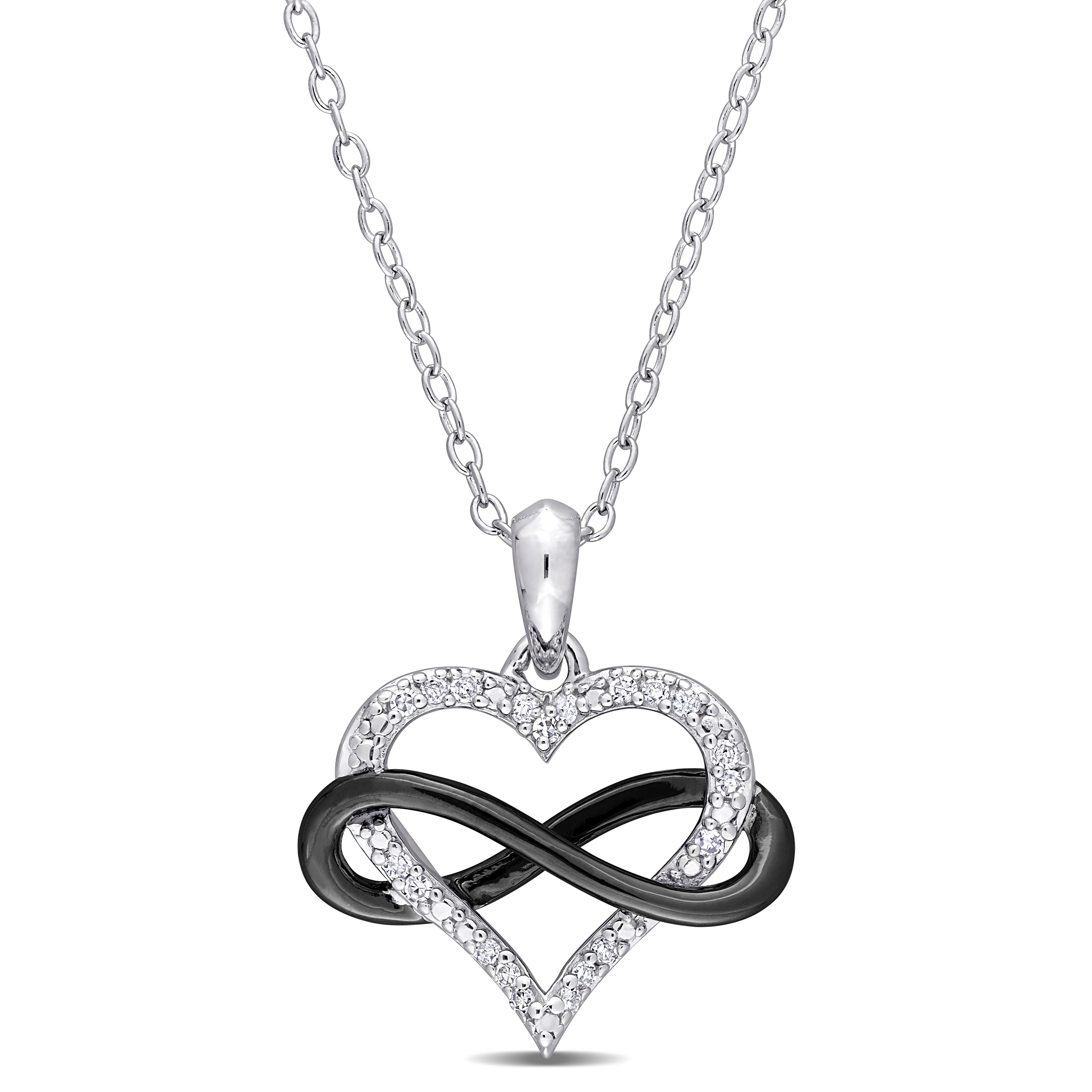 Miadora Two Tone Sterling Silver 1 10Ct Tdw Diamond Infinity Heart Necklace