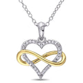 Miadora Two Tone Sterling Silver 1 10Ct Tdw Diamond Infinity Heart Necklace