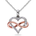 Miadora Two Tone Sterling Silver 1 10Ct Tdw Diamond Infinity Heart Necklace