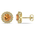 Miadora Yellow Plated Silver Citrine And 1 10Ct Tdw Diamond Earrings G H I2 I3