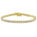 Miadora Yellow Plated Sterling Silver 1Ct Tdw Diamond Link Tennis Bracelet White