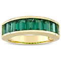 Miadora Yellow Plated Sterling Silver Baguette Cut Created Emerald Semi Eternity Anniversary Band Ring