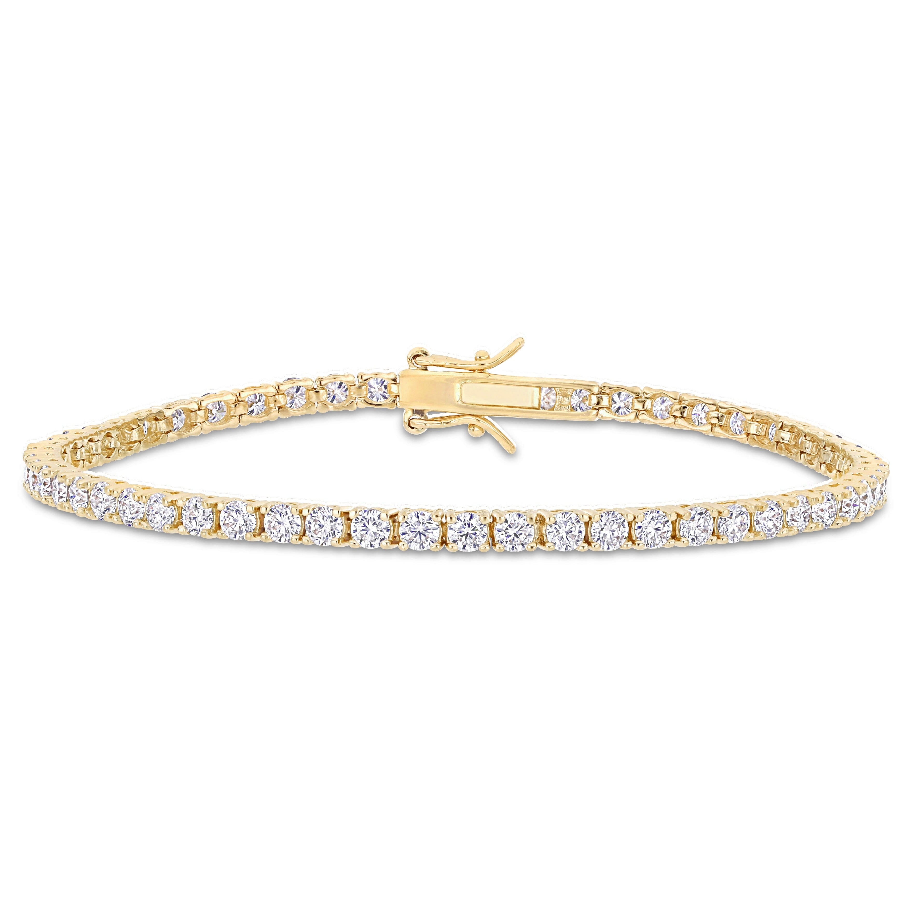 Miadora Yellow Plated Sterling Silver Created Moissanite Tennis Bracelet