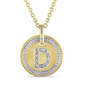 Miadora Yellow Plated Sterling Silver Diamond D Initial Halo Charm Necklace