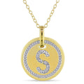Miadora Yellow Plated Sterling Silver Diamond S Initial Halo Charm Necklace
