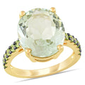 Miadora Yellow Plated Sterling Silver Green Amethyst And Peridot Cocktail Ring