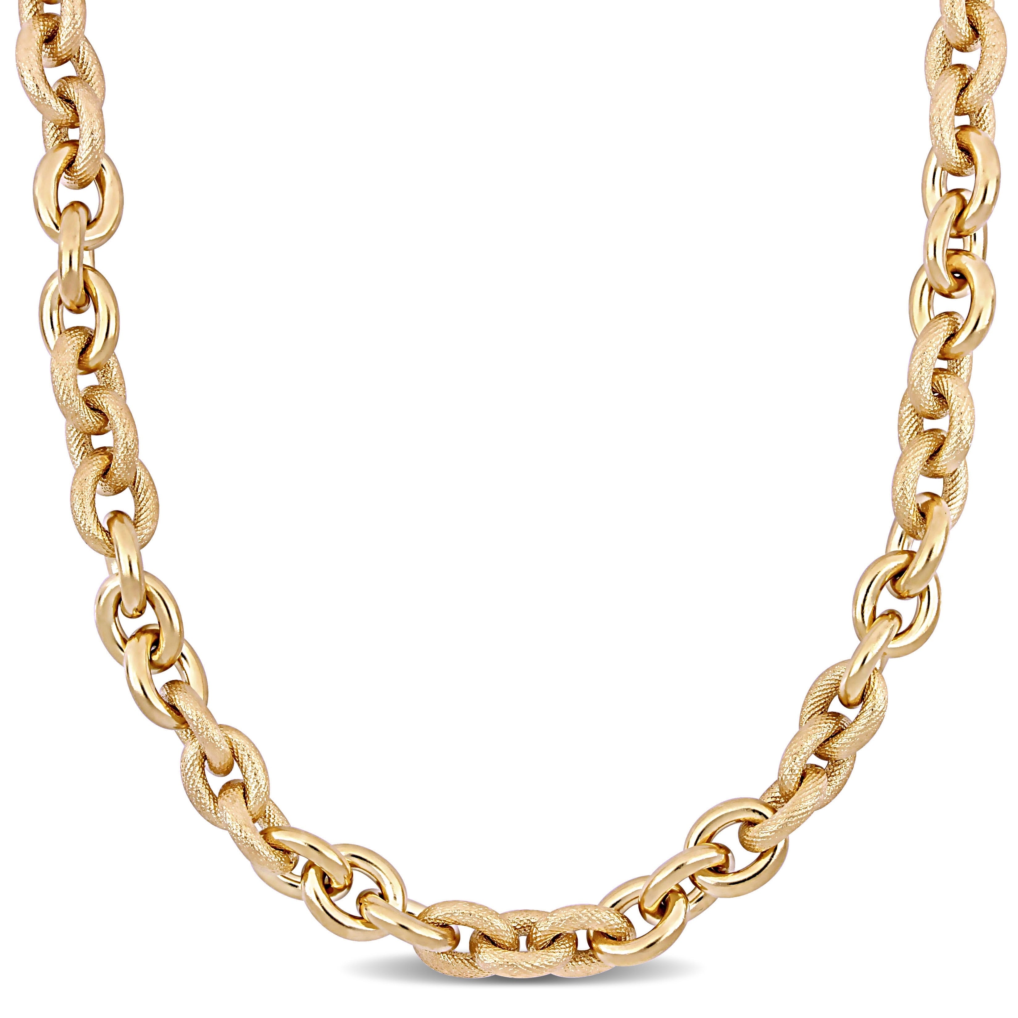 Miadora Yellow Plated Sterling Silver Oval Link Chain Necklace 24 Inch X 12 Mm X 12 Mm