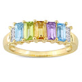 Miadora Yellow Plated Sterling Silver Topaz Peridot Rose De France Anniversary Wedding Band Ring