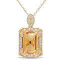 Miadora Yellow Silver Citrine White Topaz And Diamond Accent Halo Necklace