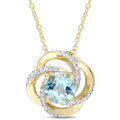 Miadora Yellow Silver Sky Blue Topaz And White Topaz Swirl Halo Necklace