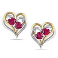 Miadora Yellow Sterling Silver Created Ruby Diamond Heart Earrings H I I2 I3
