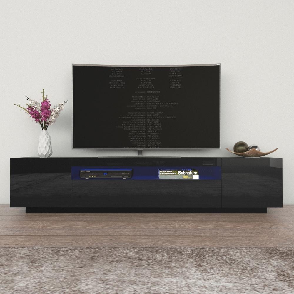 Miami 200 Modern 79 Tv Stand High Gloss Fronts With 16 Color Leds