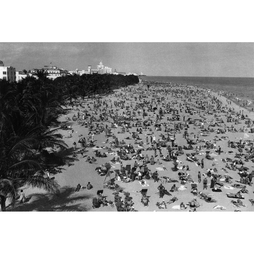 Miami Beach Black And White Gallery Wrapped Canvas