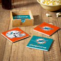 Miami Dolphins 4 Piece Ceramic Coasters Set With Wood Caddy