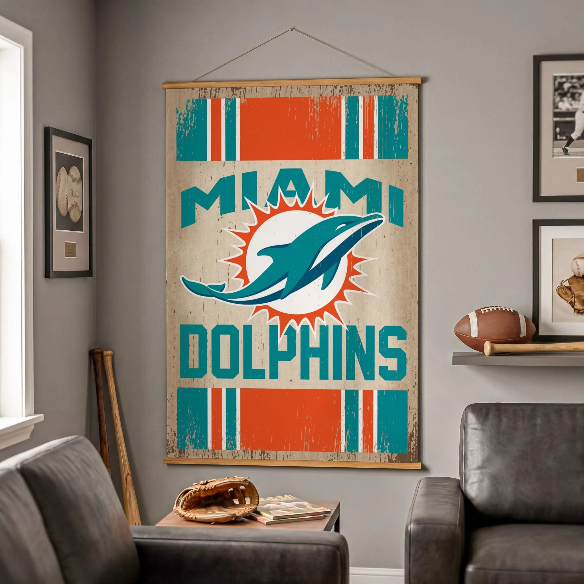 Miami Dolphins Canvas Wall Tapestry