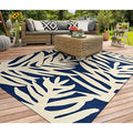 Miami Palm Navy Ivory Indoor Outdoor Area Rug 56 X 8
