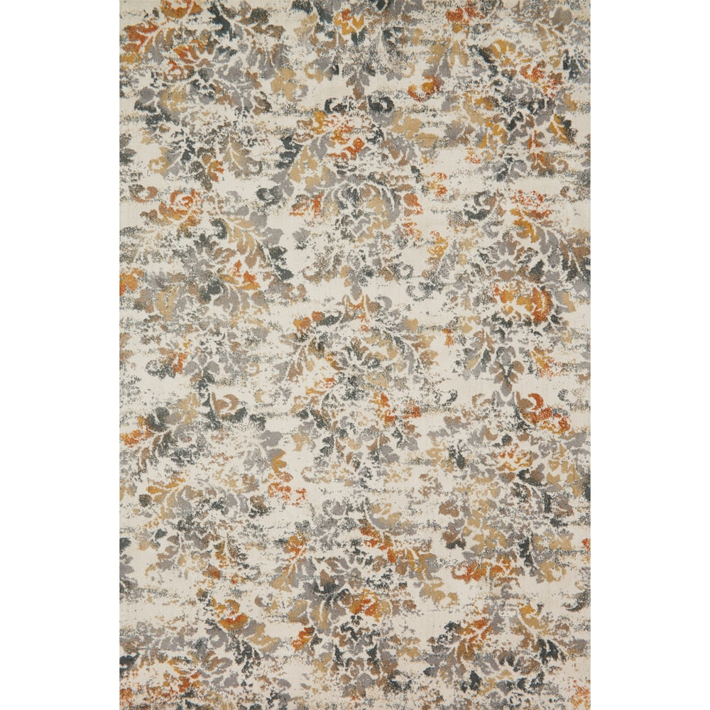 Microfiber Transitional Grey Rust Floral Damask Rug 67 X 92