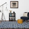 Microfiber Navy Geometric Area Rug 5 X 76