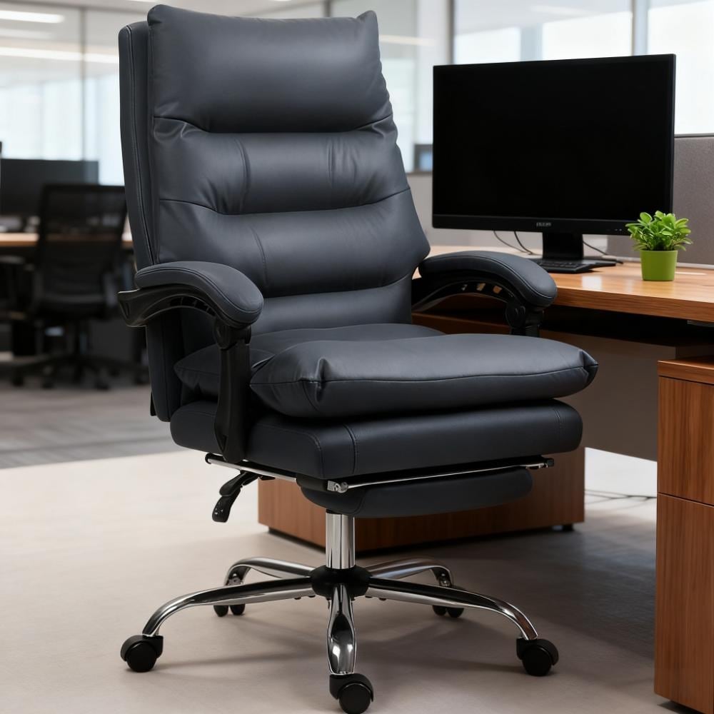Microfibre Massage Office Chair Heated Reclining Chair With Footrest Dark Gray