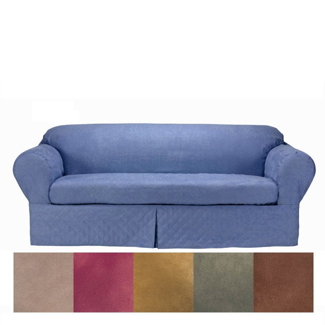 Classic Slipcovers Microsuede Quilted 2 Piece Loveseat Slipcover