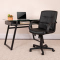 Mid Back Black Leathersoft Swivel Task Office Chair With Arms Home Office