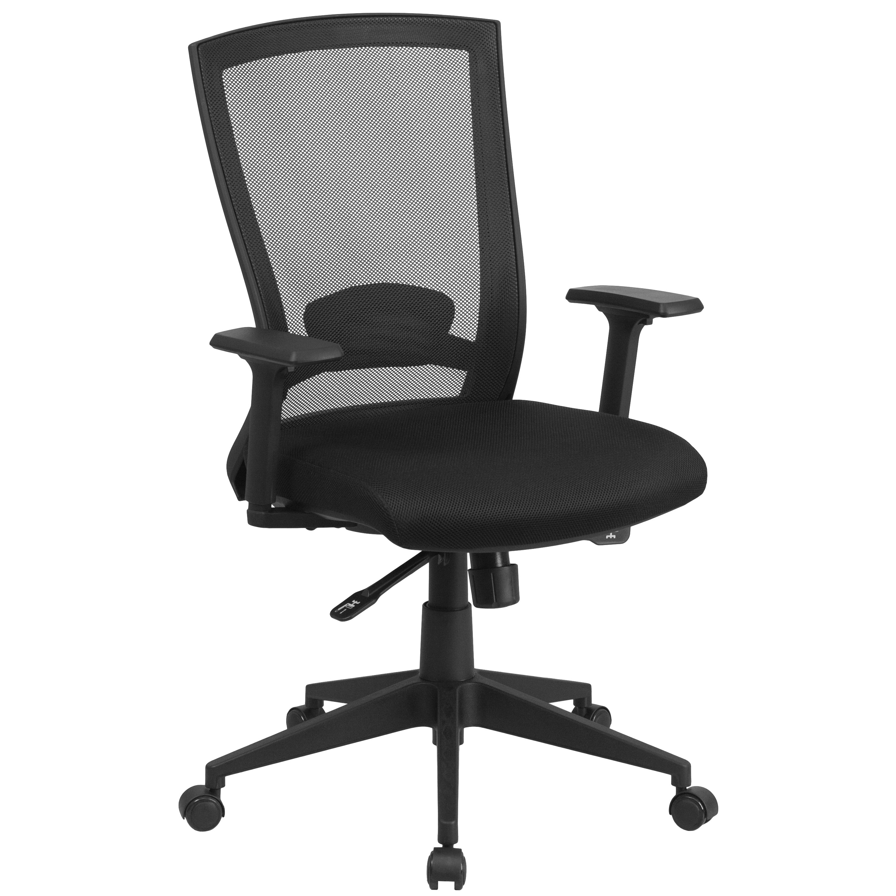 Mid Back Black Mesh Chair With Back Angle Adjustment