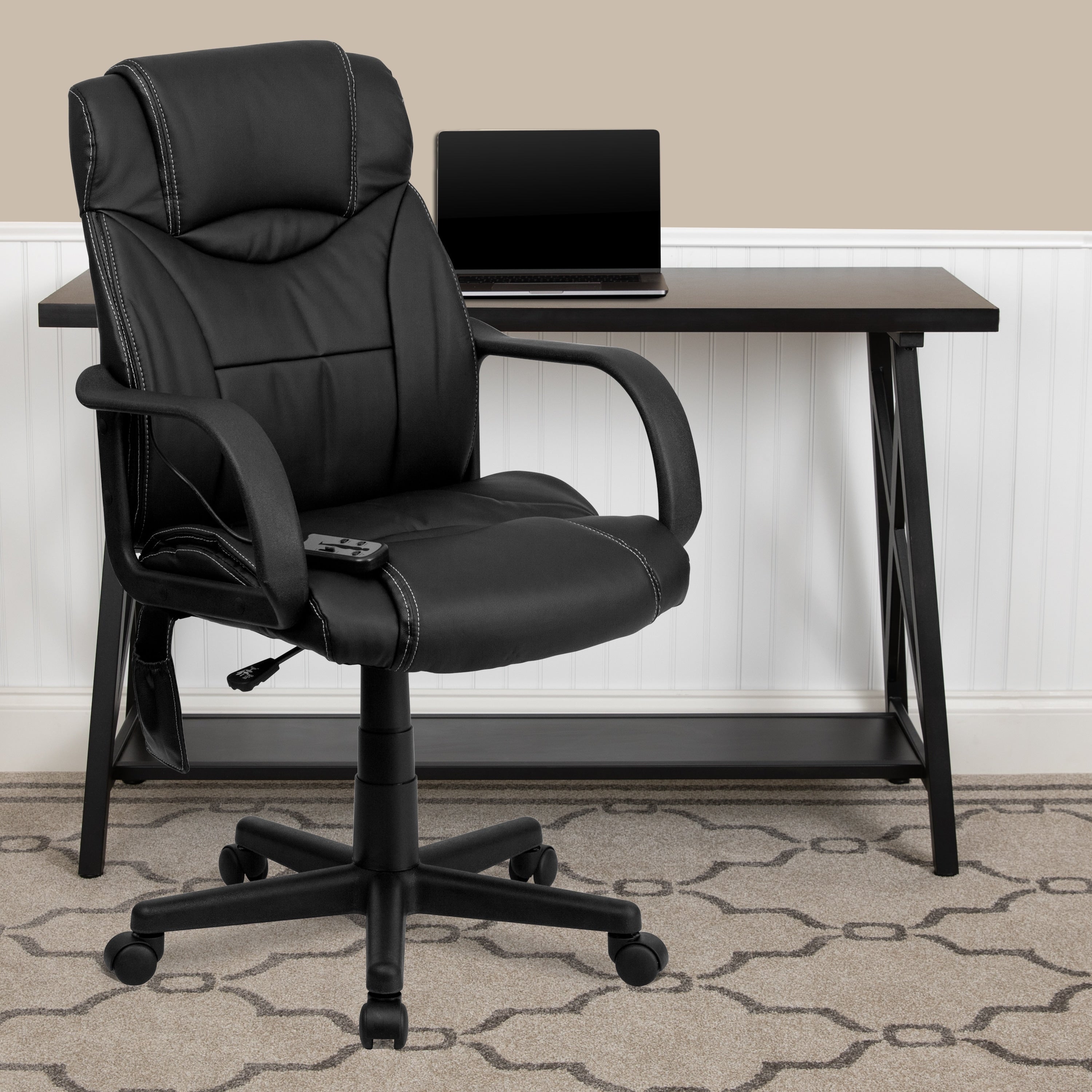 Bonded Leather Black Massage Office Chair
