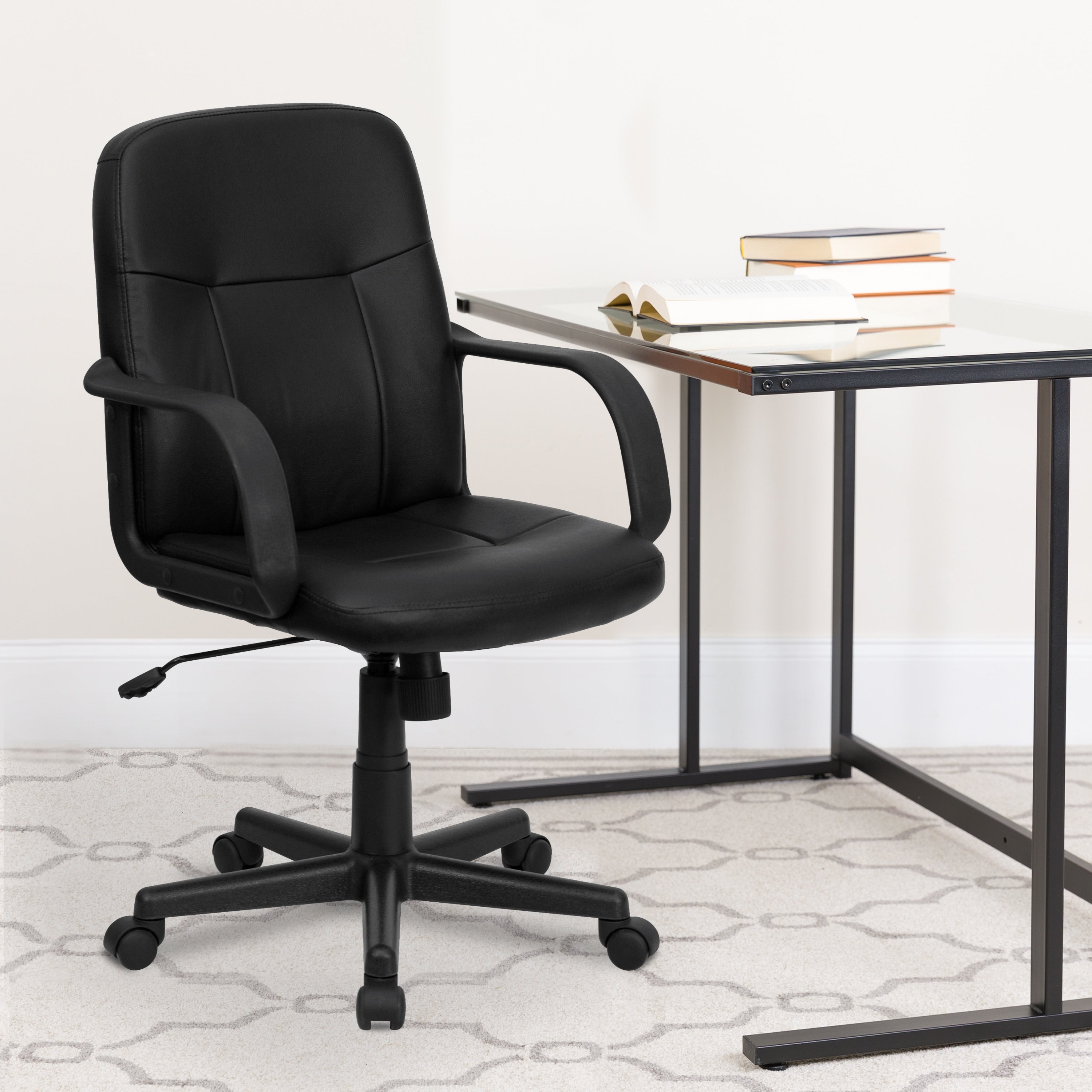 Mid Back Black Glove Vinyl Executive Office Chair