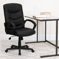 Mid Back Black Leather Office Chair