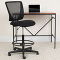 Ergonomic Mid Back Mesh Drafting Chair With Fabric Seat And Adjustable Foot Ring
