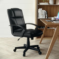 Flash Fundamentals Mid Back Black Leathersoft Padded Task Office Chair With Arms