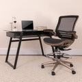 Mid Back Transparent Mesh Drafting Chair With Melrose Gold Frame And Flip Up Arms