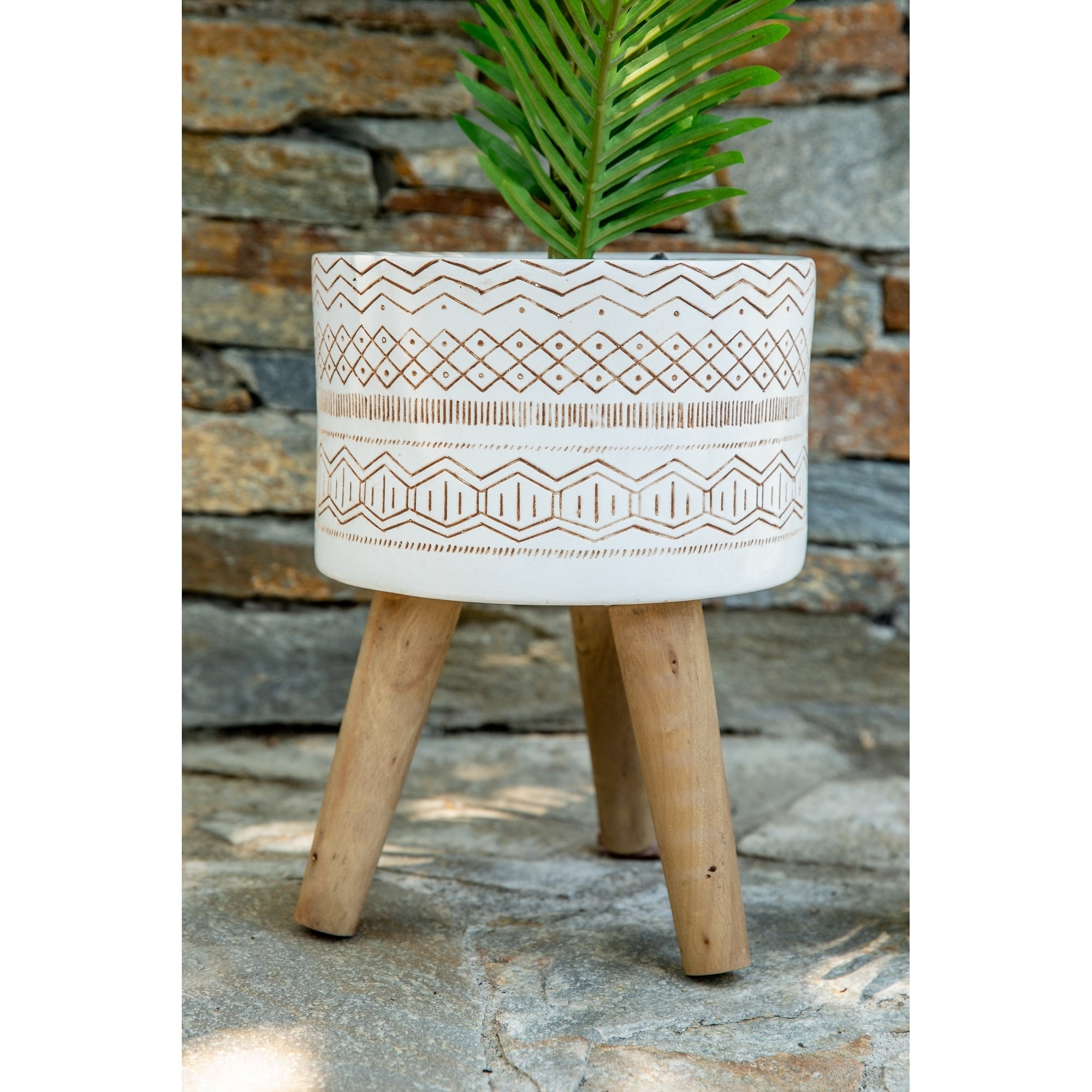 Mid Century 10 Tribal Fiberglass Planter