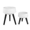 Mid Century 15 11.5 Fiberglass Pot On Legs Set Of 2