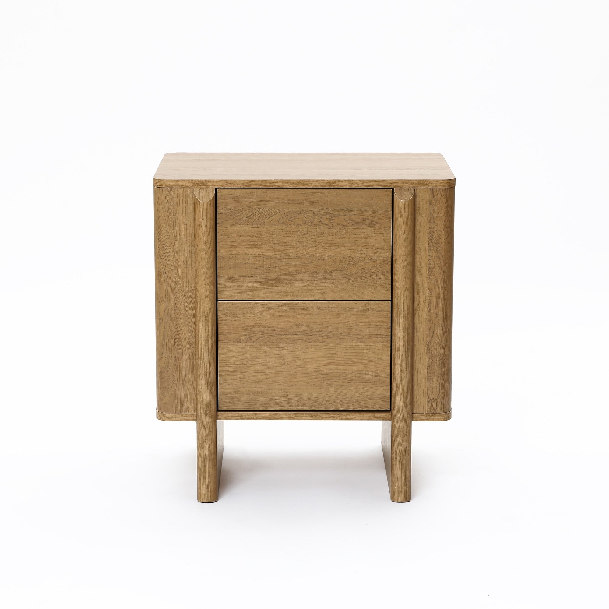Mid Century 2 Drawer Nightstand 23.6 Engineered Wood Accent Table In Natural