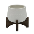 Mid Century 3.5 Mayan Ceramic On Stand Matte White