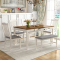 Mid Century 6 Piece Wood Dining Table Set Kitchen Table Set With Drawer Upholstered Chairs And Bench