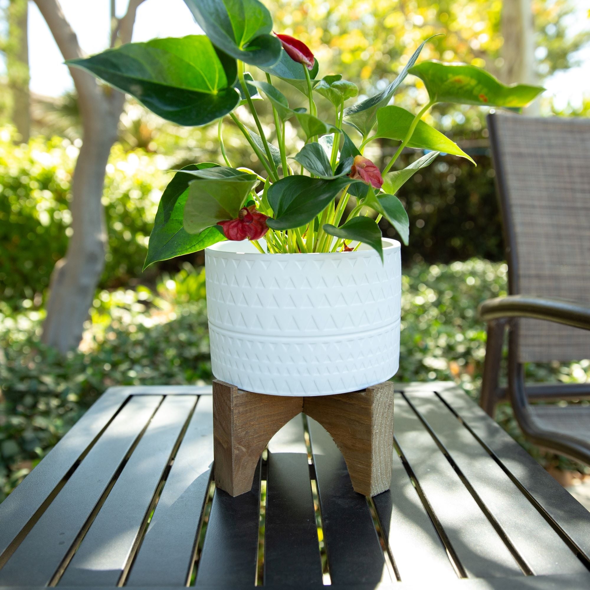 Mid Century 7 Pharaoh Ceramic Planter On Stand