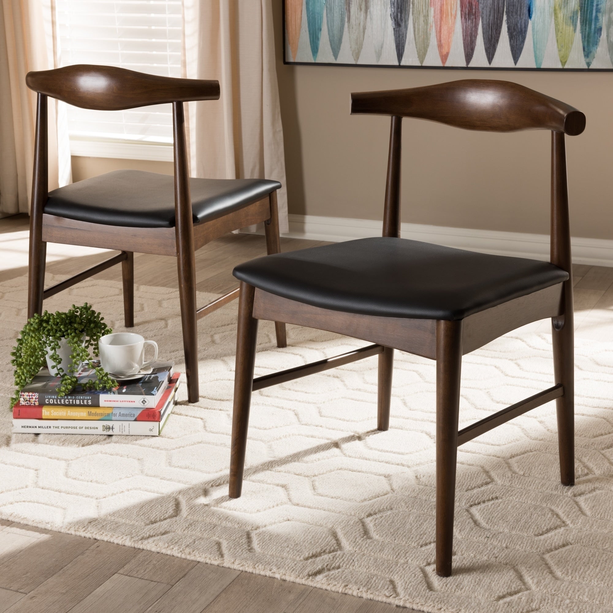 Mid Century Black Dining Chair 2 Piece Set By Baxton Studio