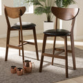 Mid Century Black Faux Leather Counter Stool Set By Baxton Studio