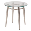Osp Home Furnishings Mid Century Brooklyn Round Top Glass End Table