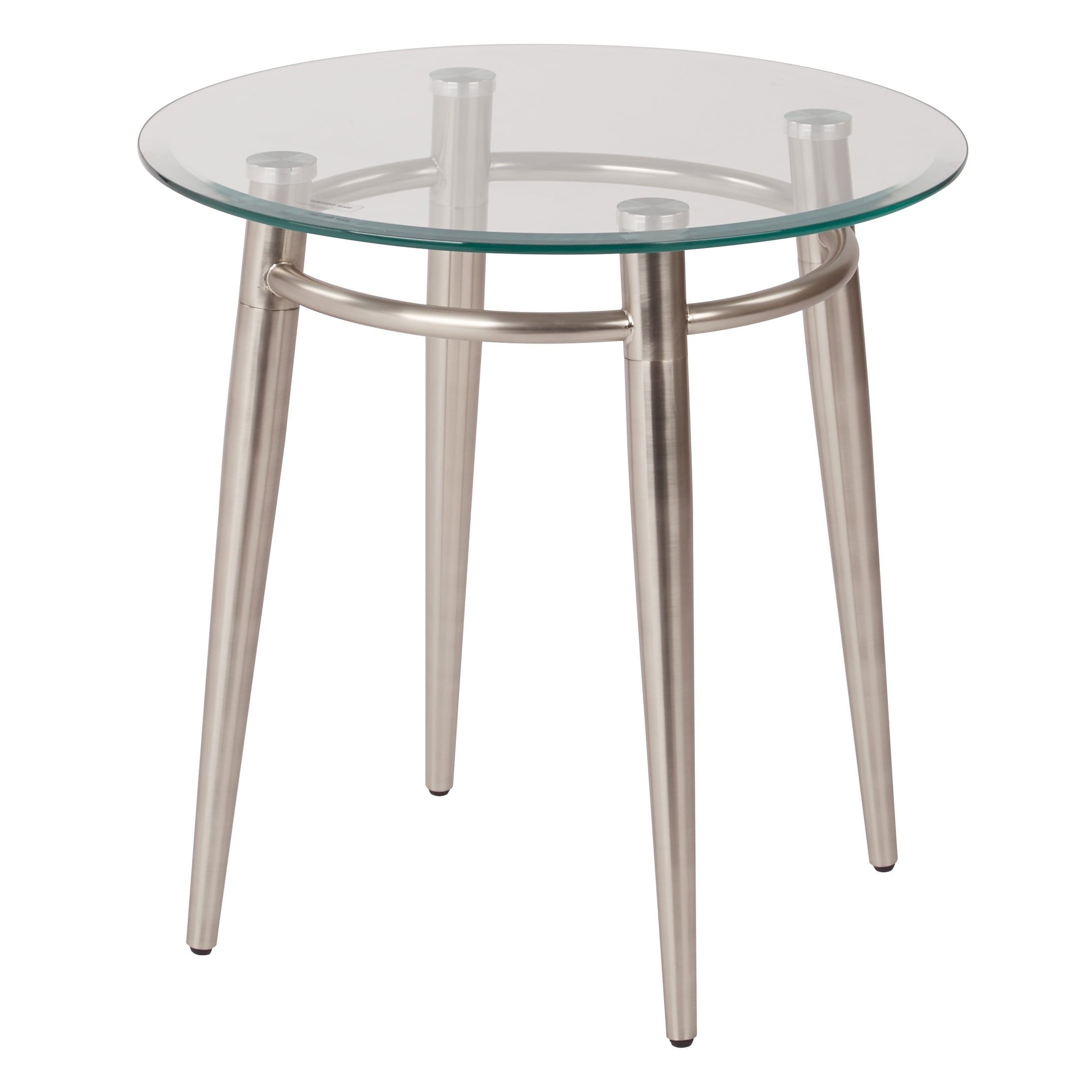 Osp Home Furnishings Mid Century Brooklyn Round Top Glass End Table