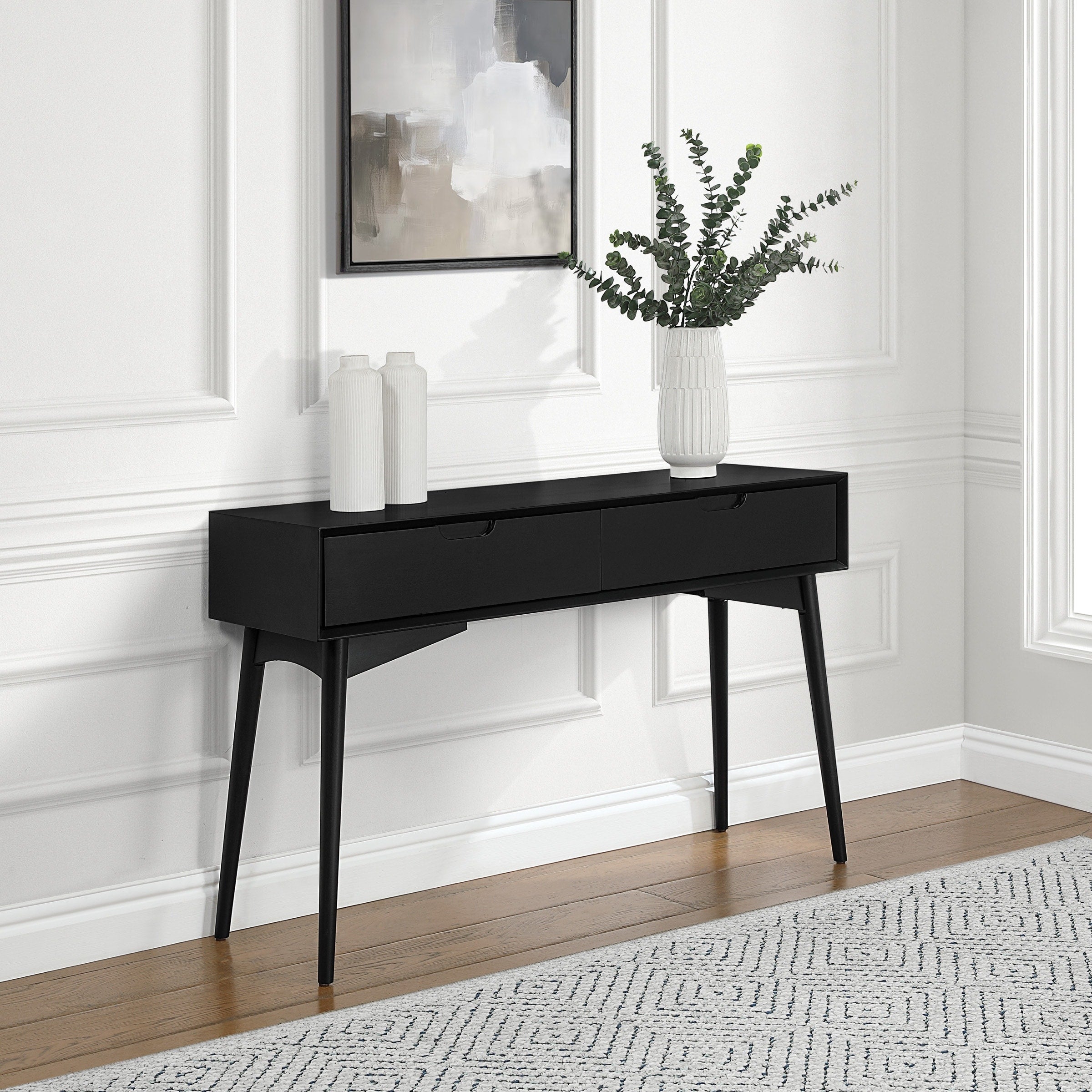 Osp Home Furnishings Mid Century Copenhagen Console Table In Walnut Finish