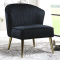 Mid Century Design Black Velvet And Brass Legs Living Room Accent Chair