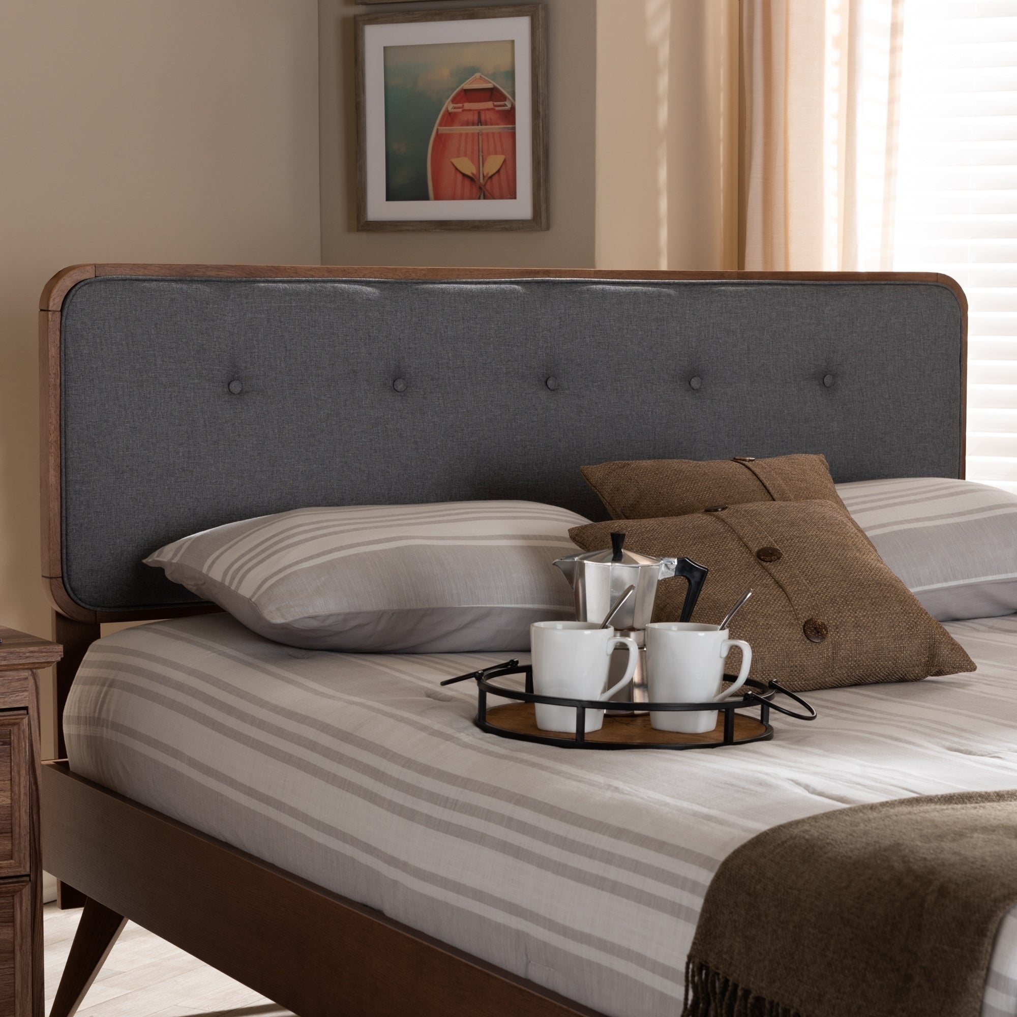 Carson Carrington Ulvik Mid Century Button Tufted Fabric Headboard