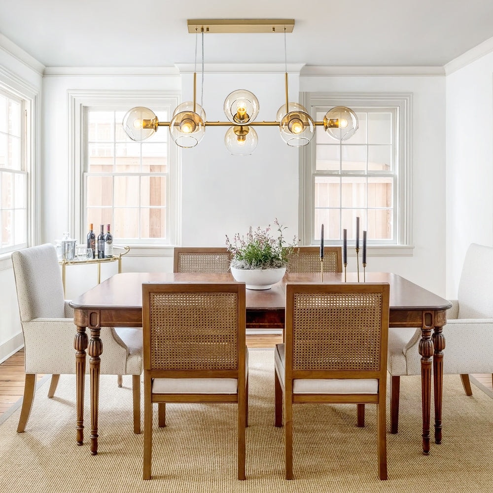 Mid Century Gradient Glass 8 Light Hanging Chandelier For Dining Room 39.4 In