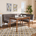 Mid Century Gray Fabric 3 Piece Dining Nook Set